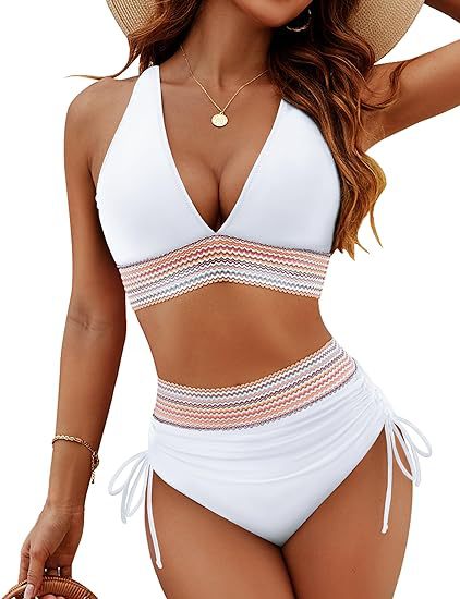 Women's High Waist Bikini Set Solid Color 2-Piece Swimwear –| AdriaPulse