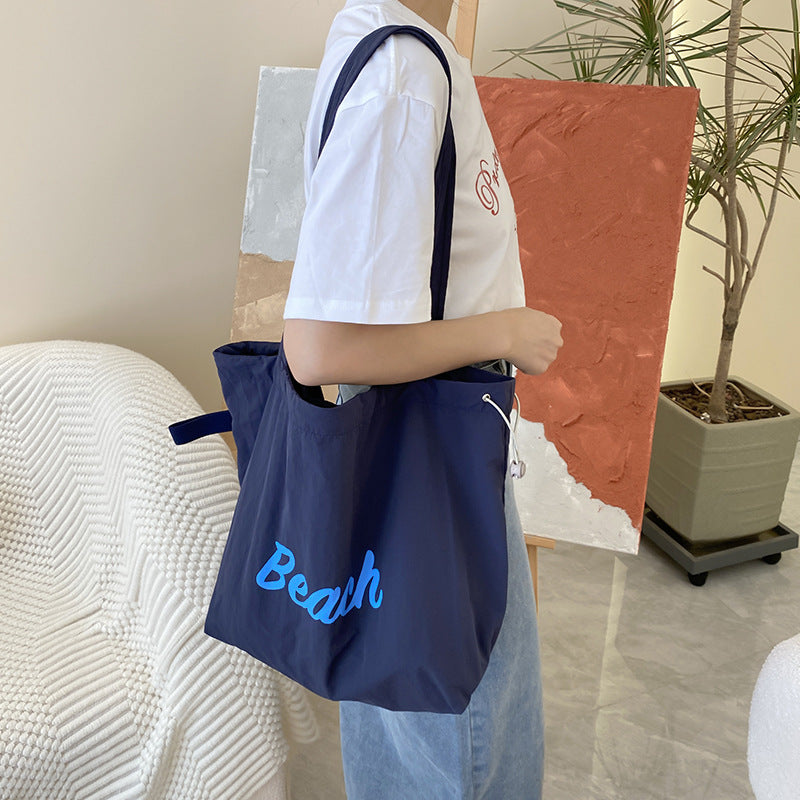 Women's Large Capacity Canvas Beach Shoulder Bag – Lightweight Polyester Tote