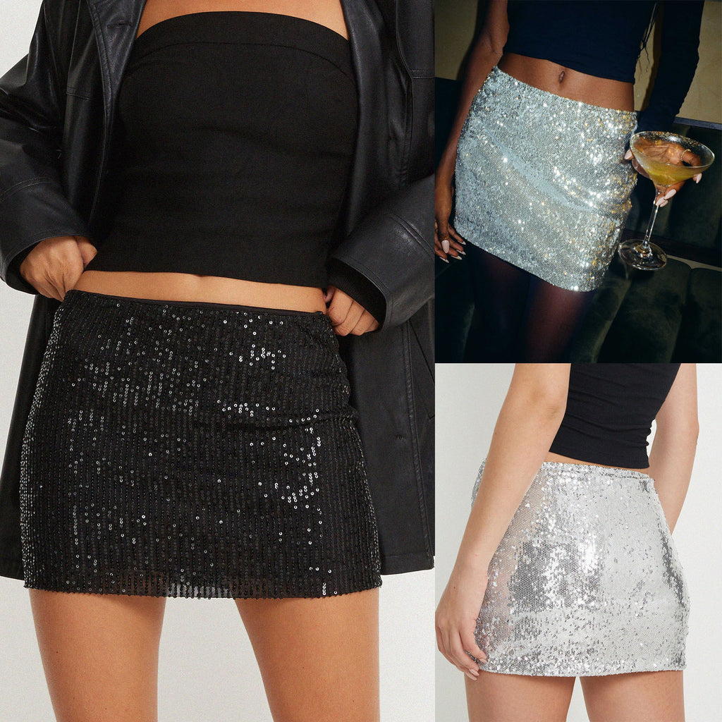Miniskirt mit Pailletten in unregelmäßiger Größe