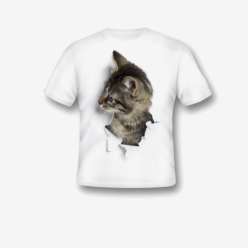 Kids Cat Print T-Shirt | Cute Cartoon Graphic Tee – Boys & Girls