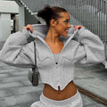 Sweat à Capuche Zippé Cardigan Y2K Mode Ins Veste Corset à Manches Longues Vêtements Femme