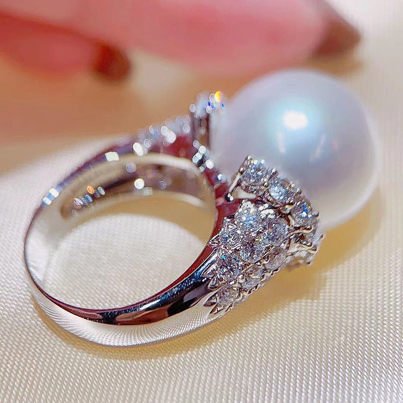 Pearl Zircon Ring – White Gold Color | AdriaPulse