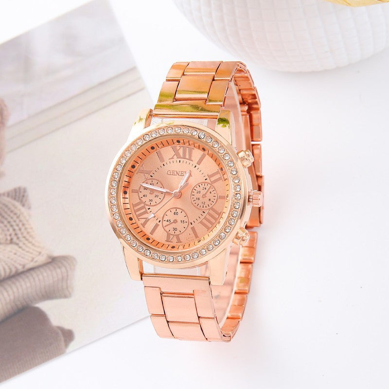 Women's Roman Numeral Quartz Watch Round Dial – Rose Gold Rome | AdriaPulse