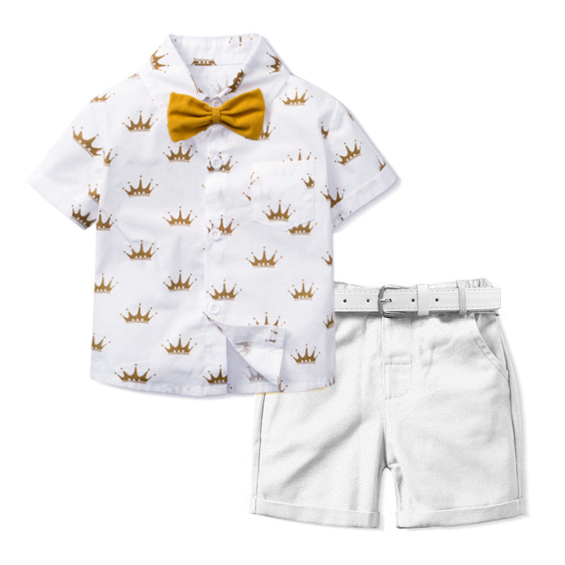 Sleeve Shorts Crown Printing Sets