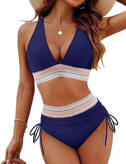 Women's High Waist Bikini Set Solid Color 2-Piece Swimwear –| AdriaPulse