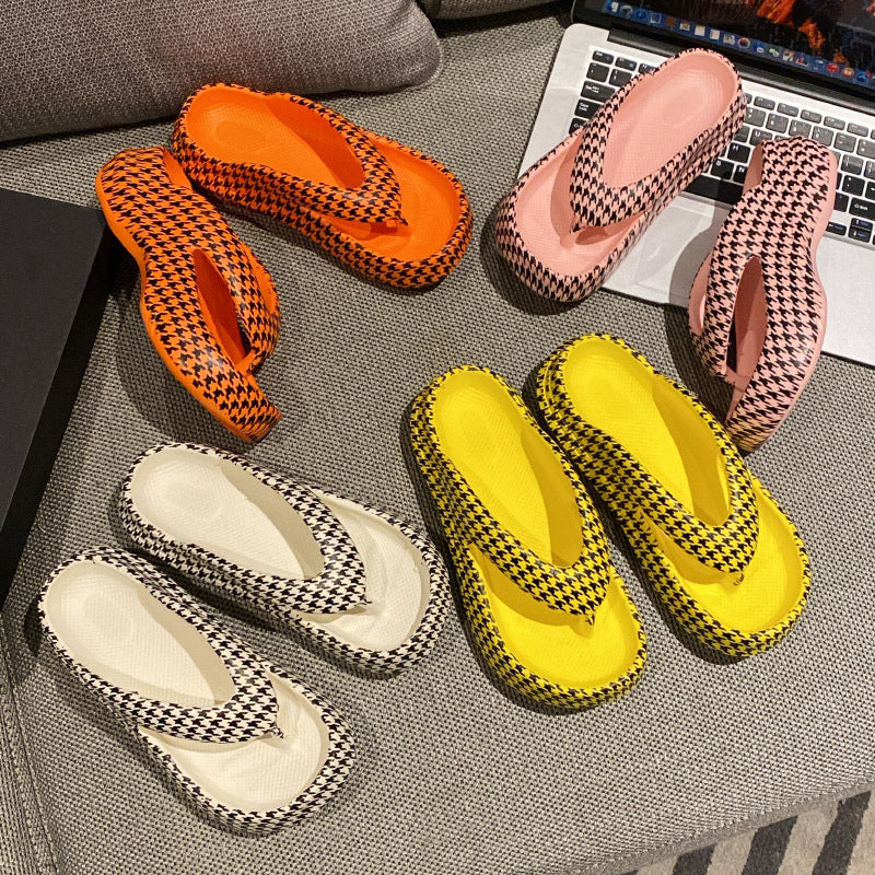 Damen-Flip-Flops mit dicker Sohle aus EVA – gestreifte Outdoor-Slipper