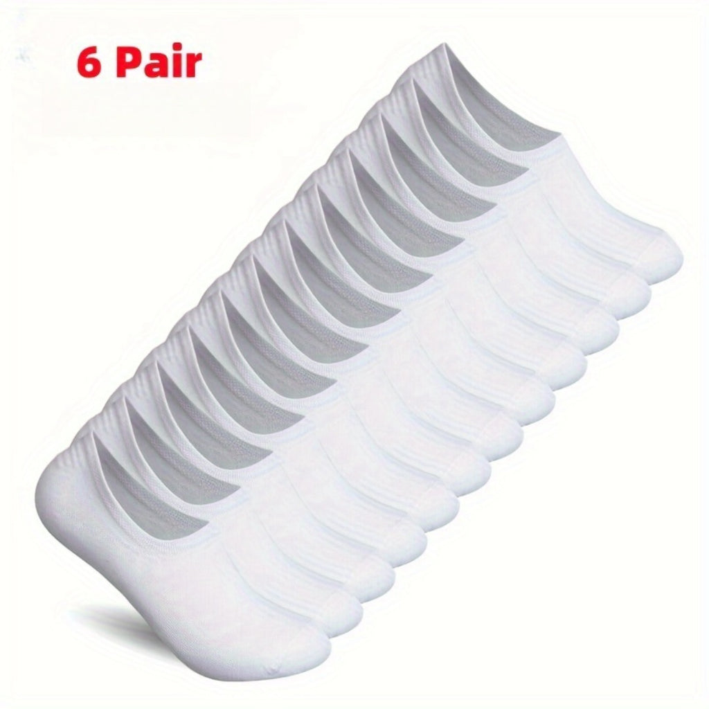 6-Pack Invisible Sneaker Socks – Anti-Slip Cotton No-Show Socks for Men & Women