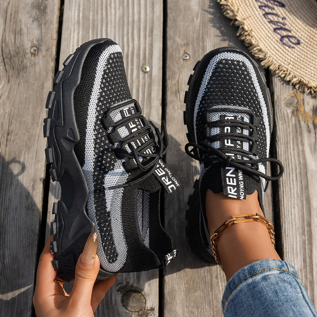 Flyknit Mesh Breathable Lace-Up Sneakers Women Walking Running Shoes AdriaPulse
