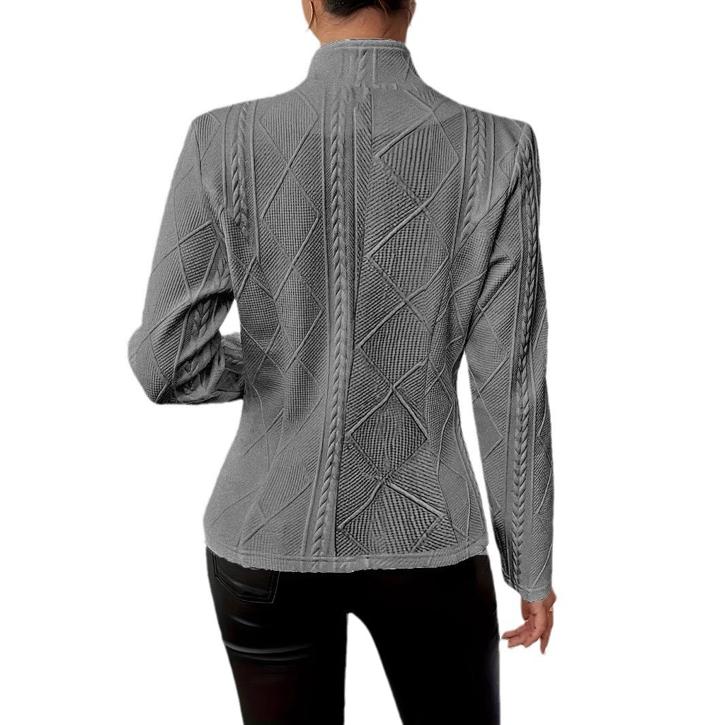 Women's Blazer Jacket Suit Coat Single-breasted Stand Collar Tops Slim Outerwear Temperament Office Jacket