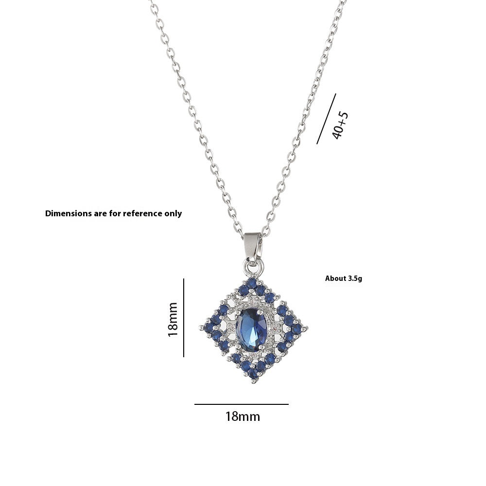 Sapphire Zircon Flower Special Interest Light Luxury Design Pendant Elegant Outfit