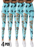 4-Pack Hollow-Out Tie-Dye High-Waist Tummy Control Yoga Pants