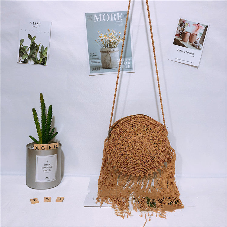  Round Tassel Cotton Rope Messenger Bag  – AdriaPulse