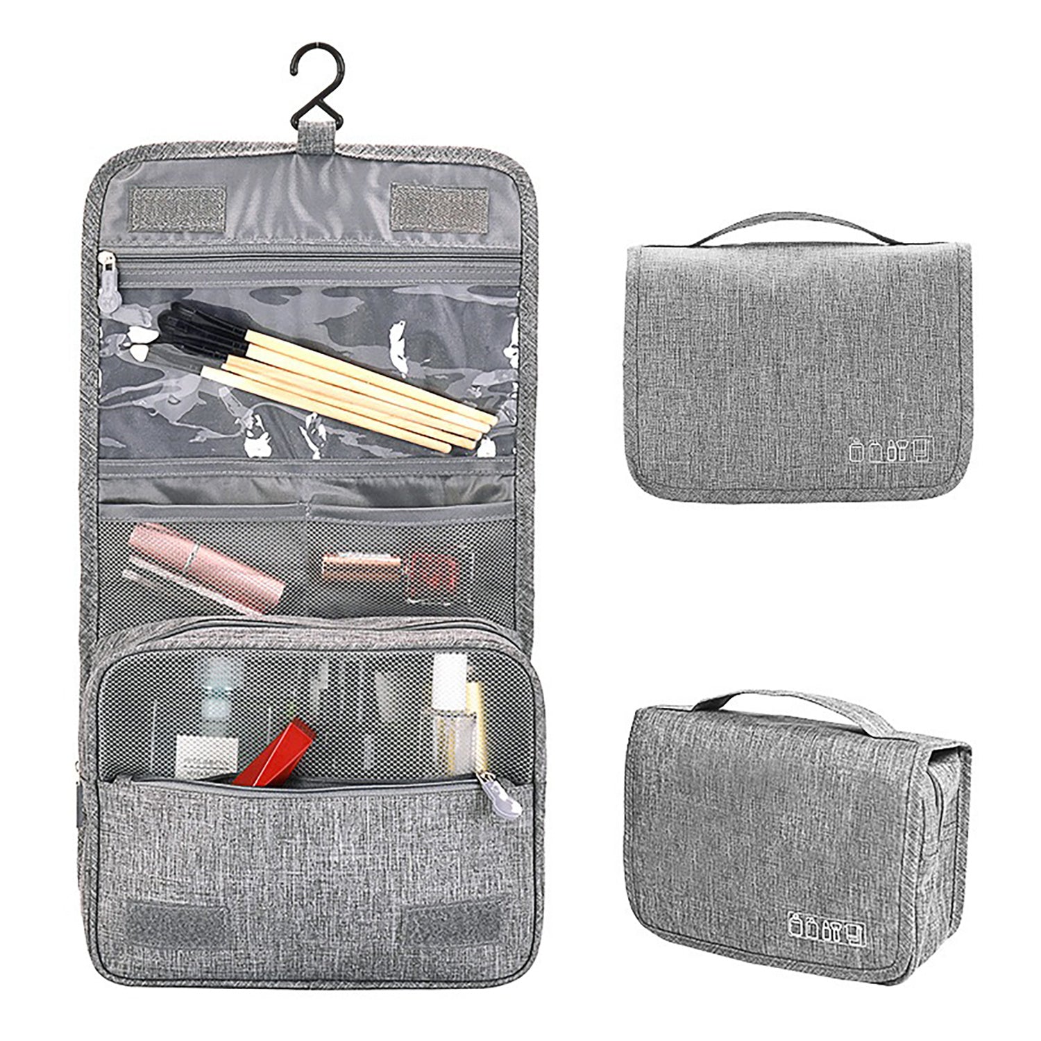 Kulturbeutel zum Aufhängen auf Reisen – Wasserdichter großer Make-up- und Waschbeutel-Organizer mit 360°-Haken | 6 Farben