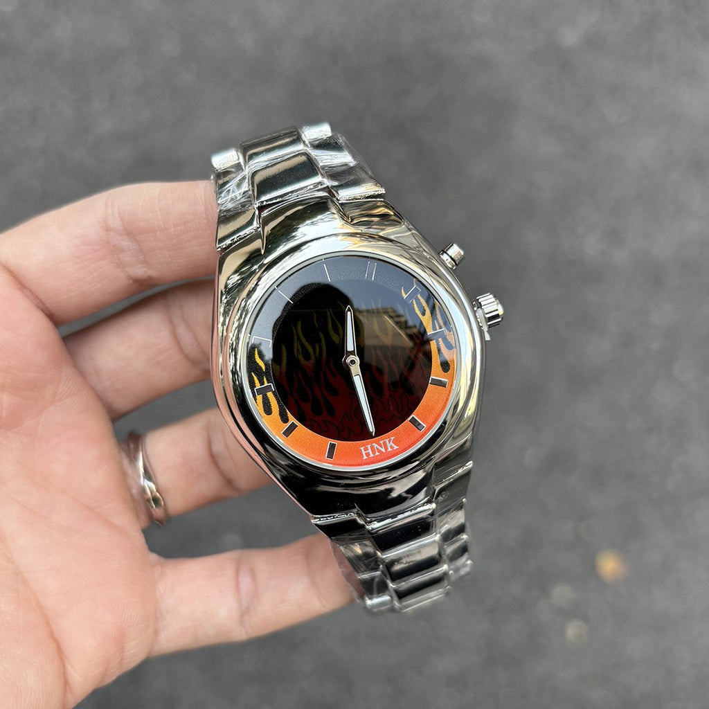 Y2K-inspirierte Kreative Dynamische Flammen-Herrenuhr