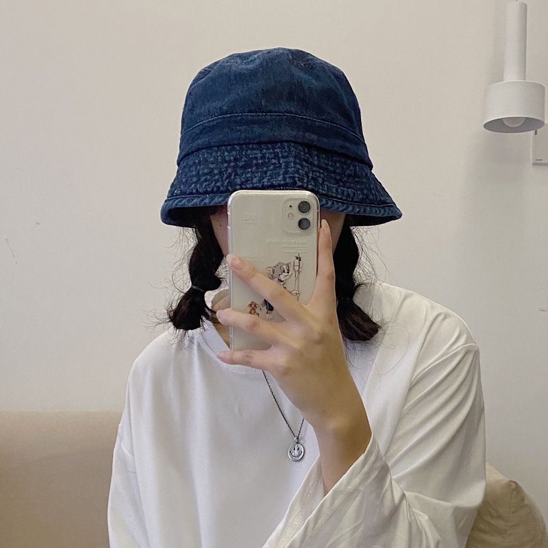 Denim Bucket Hat – Unisex Fisherman Hat in Black, Blue & Smalt