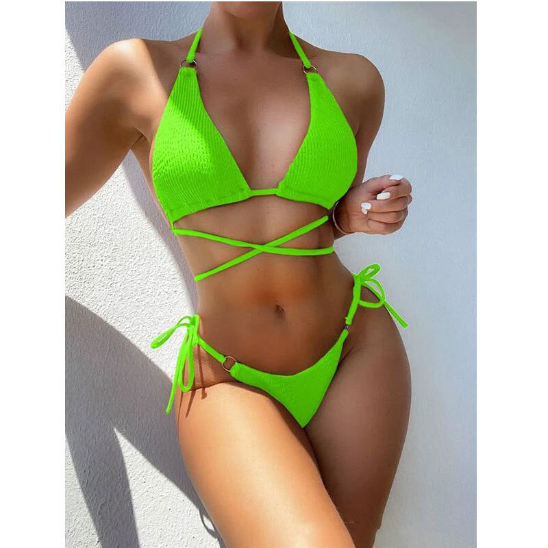 High Waist Backless Split Bikini – Women's Polyester Swimwear S–XL