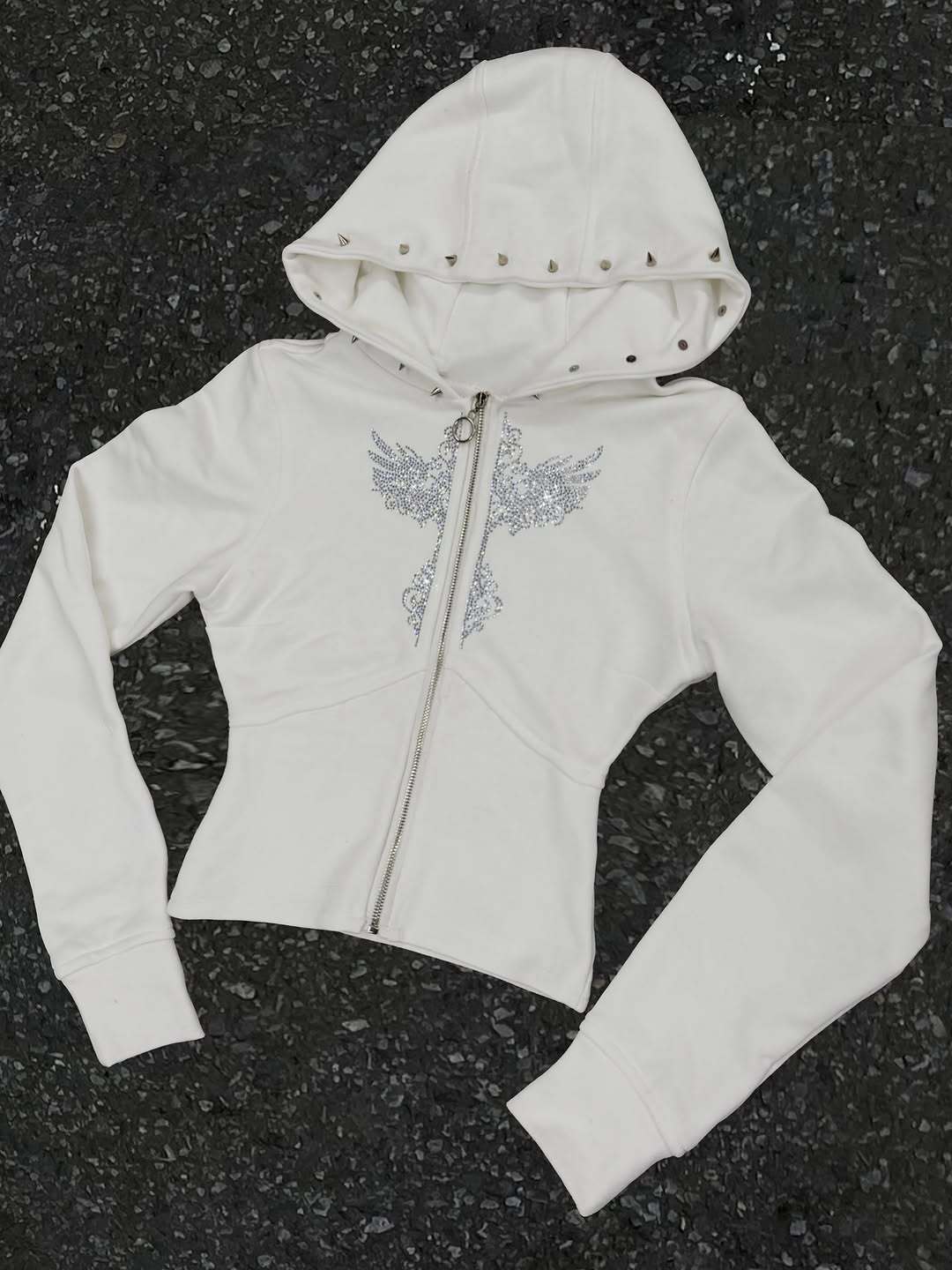 Y2K High-Street Trendy Rivet Straight Hoodie In Harajuku Style