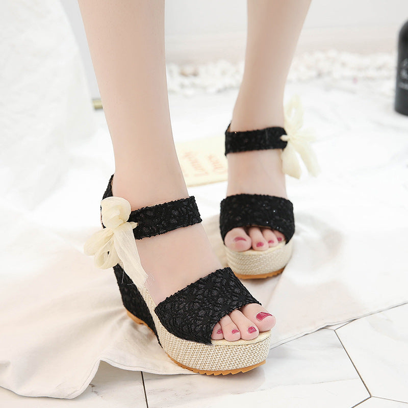 Damenmode Keilabsatz Peep-Toe Sandalen