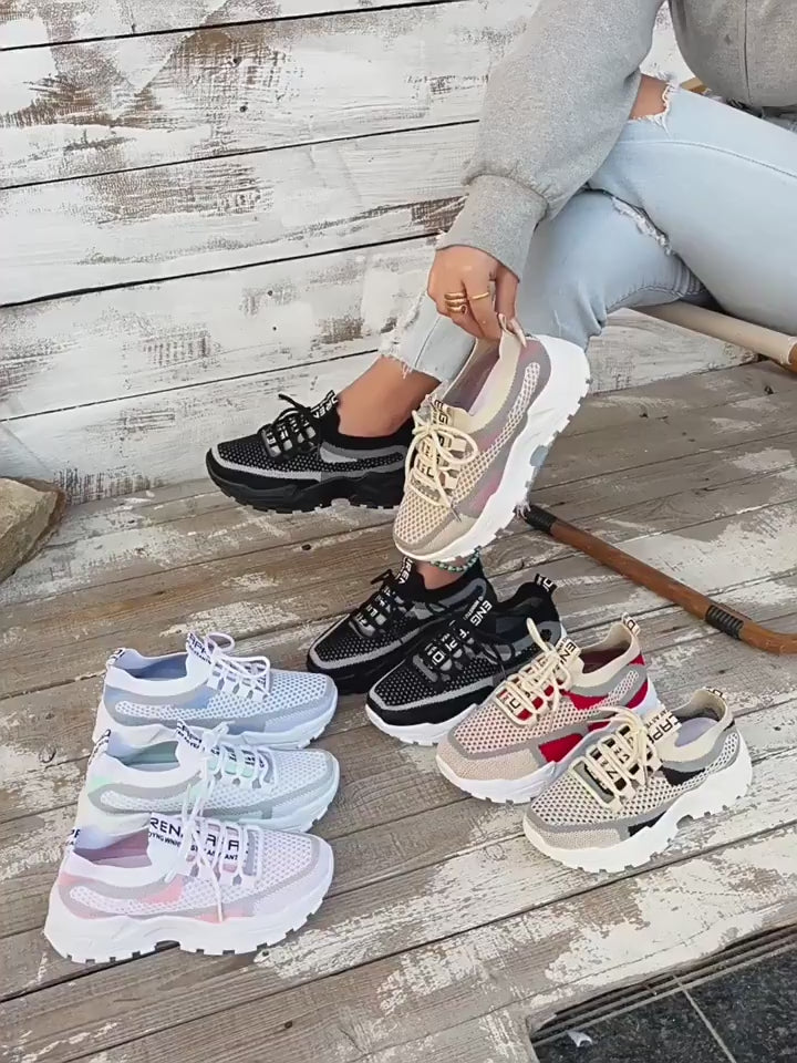 Flyknit Mesh Breathable Lace-Up Sneakers Women Walking Running Shoes AdriaPulse
